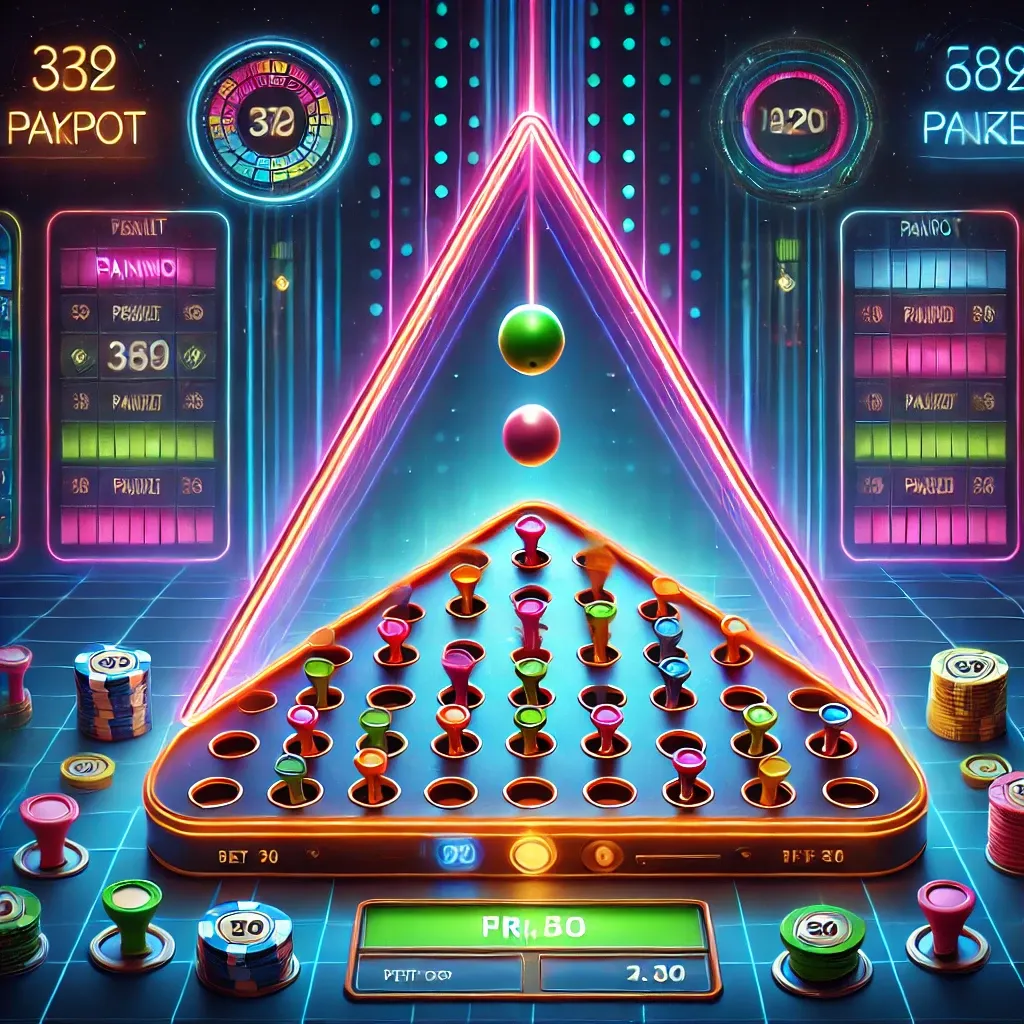 A vibrant online casino Plinko game interface.
