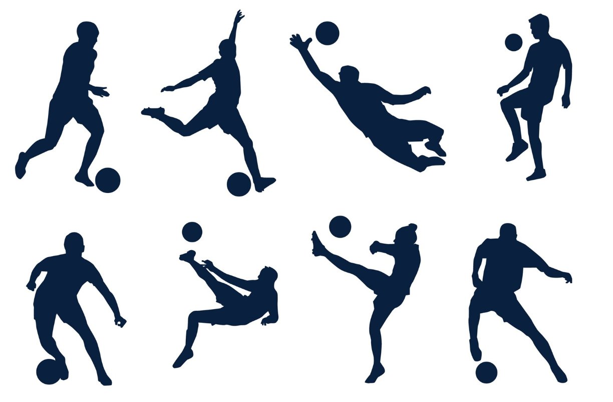 Flat design soccer player silhouette illustration