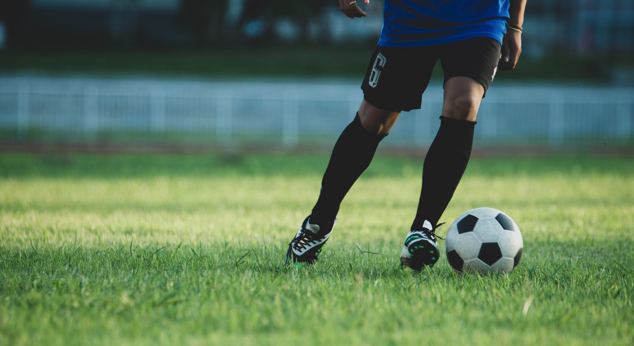 Soccer player action on the stadium
