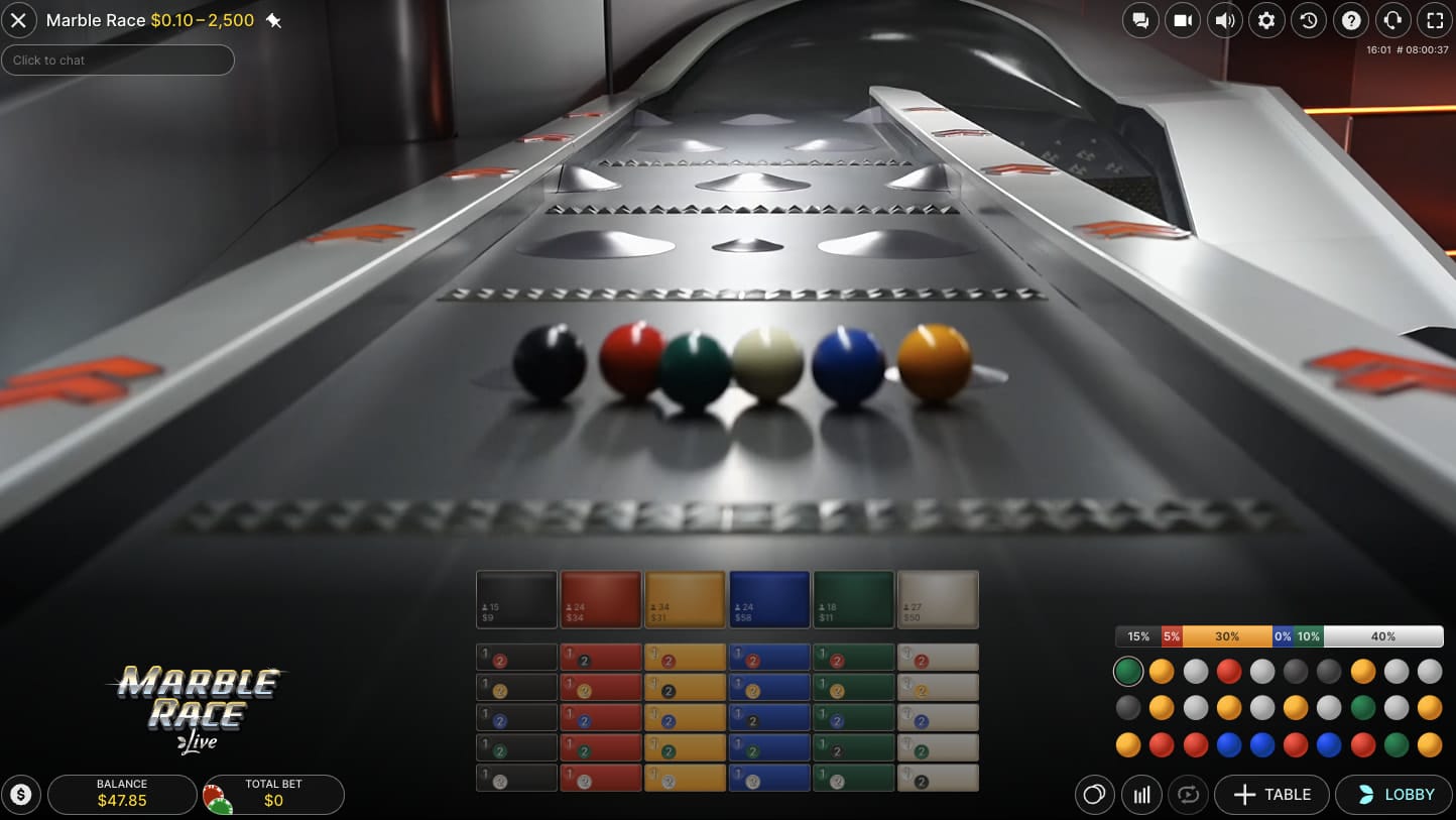 colorful marbles as they speed through a 3D obstacle-filled track