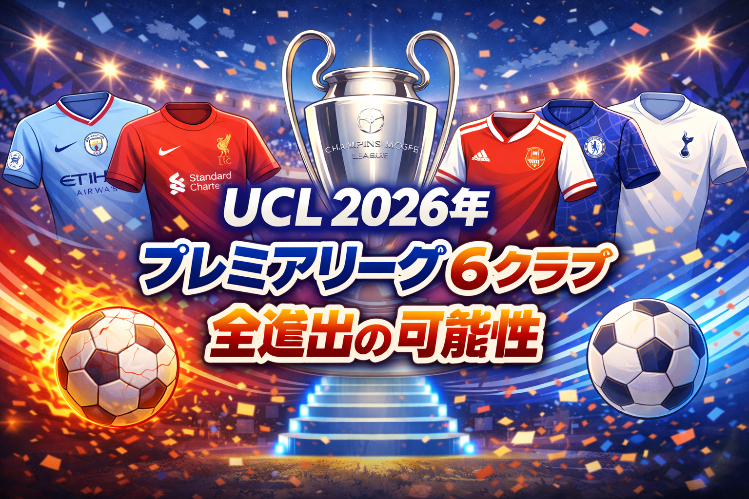 UCL 2026年 プレミアリーグ 6クラブ 全進出の可能性