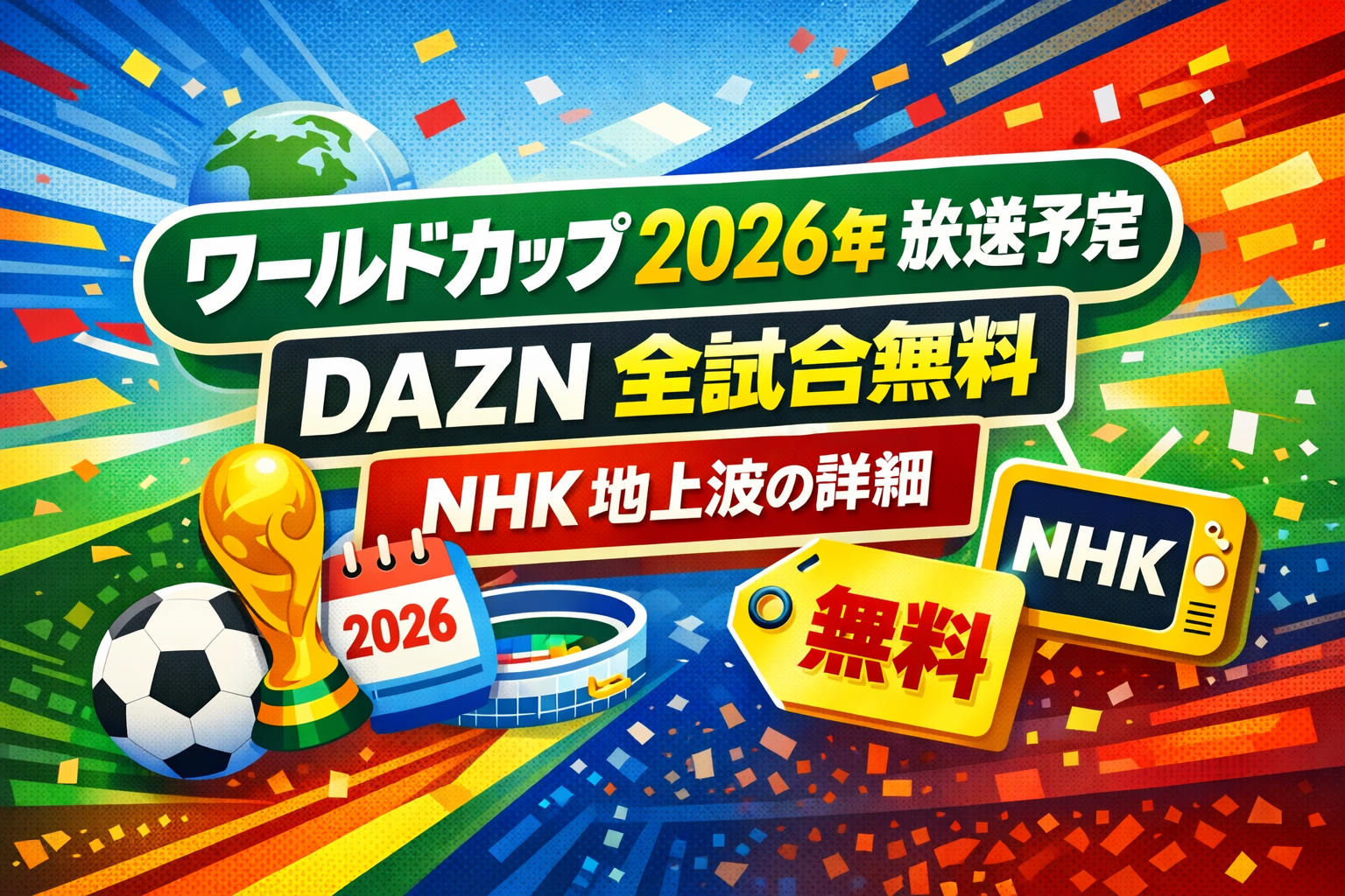 ワールドカップ 2026年 放送予定 DAZN全試合無料 NHK地上波の詳細