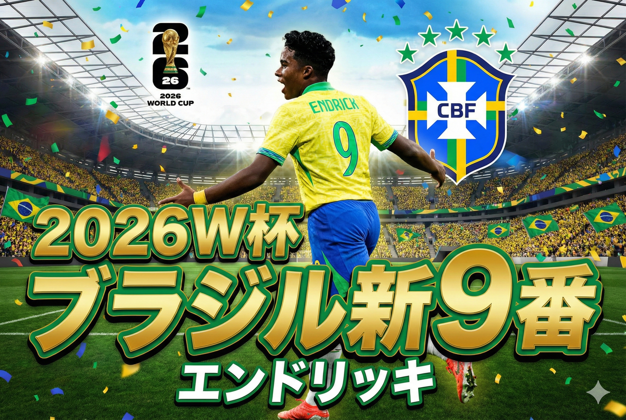 【2026年ワールドカップ展望】ペレの再来エンドリッキ 規格外の左足と日本代表CB陣が挑む中央決戦