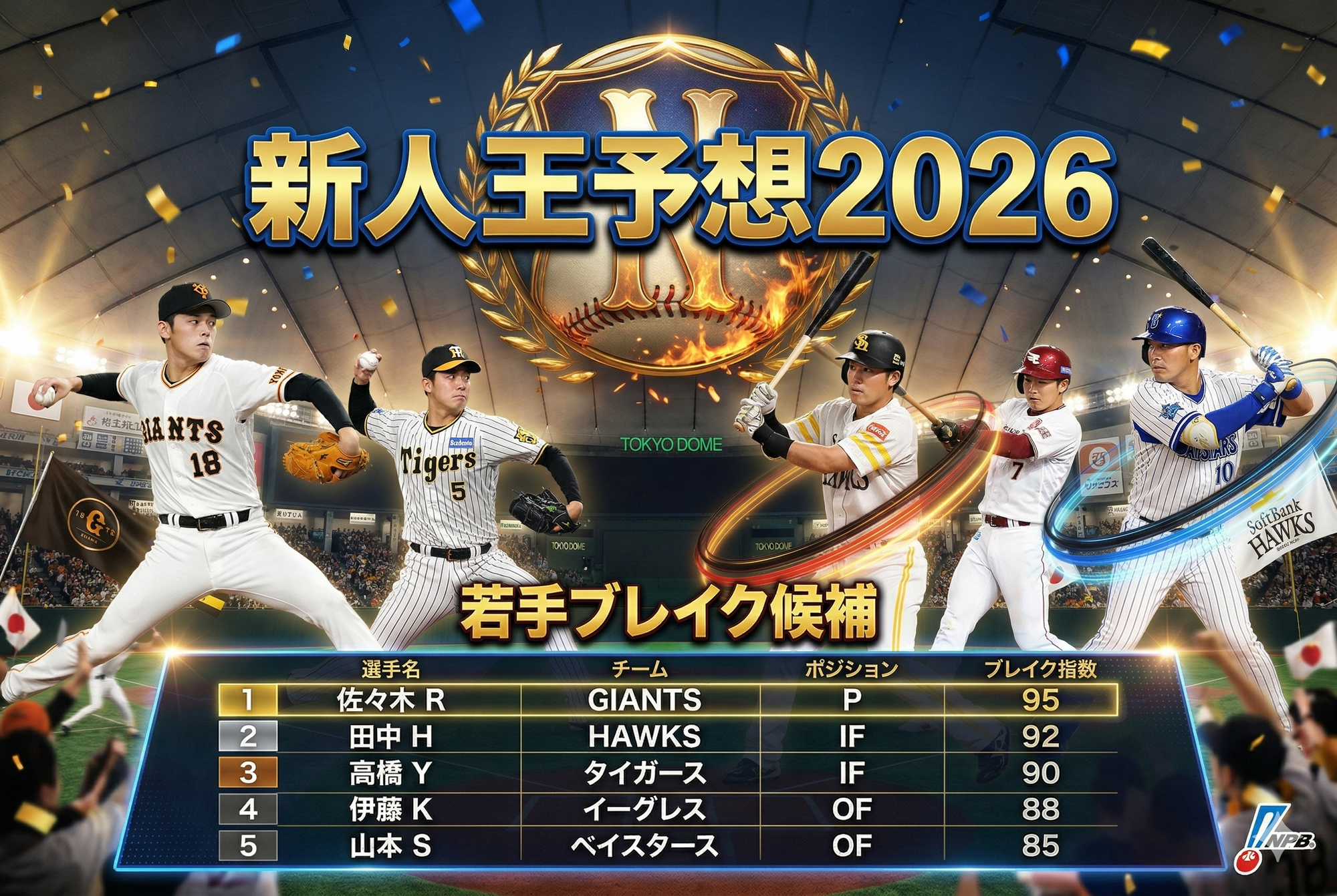 【2026プロ野球】新人王は誰だ|若手ブレイク候補まとめ