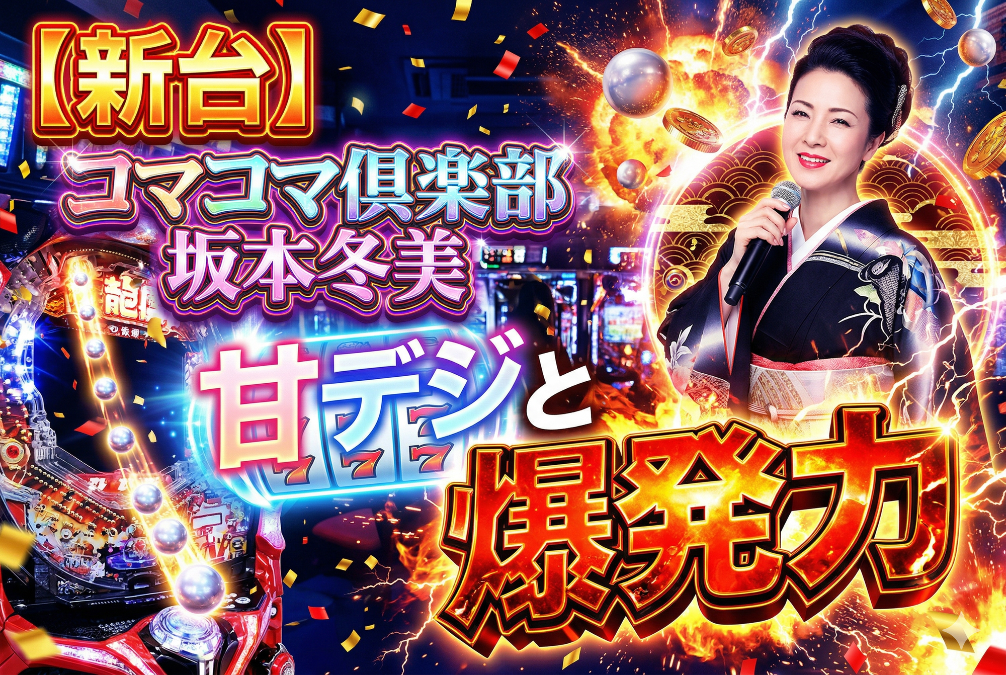 【新台】コマコマ倶楽部坂本冬美|甘デジ性能と爆発力