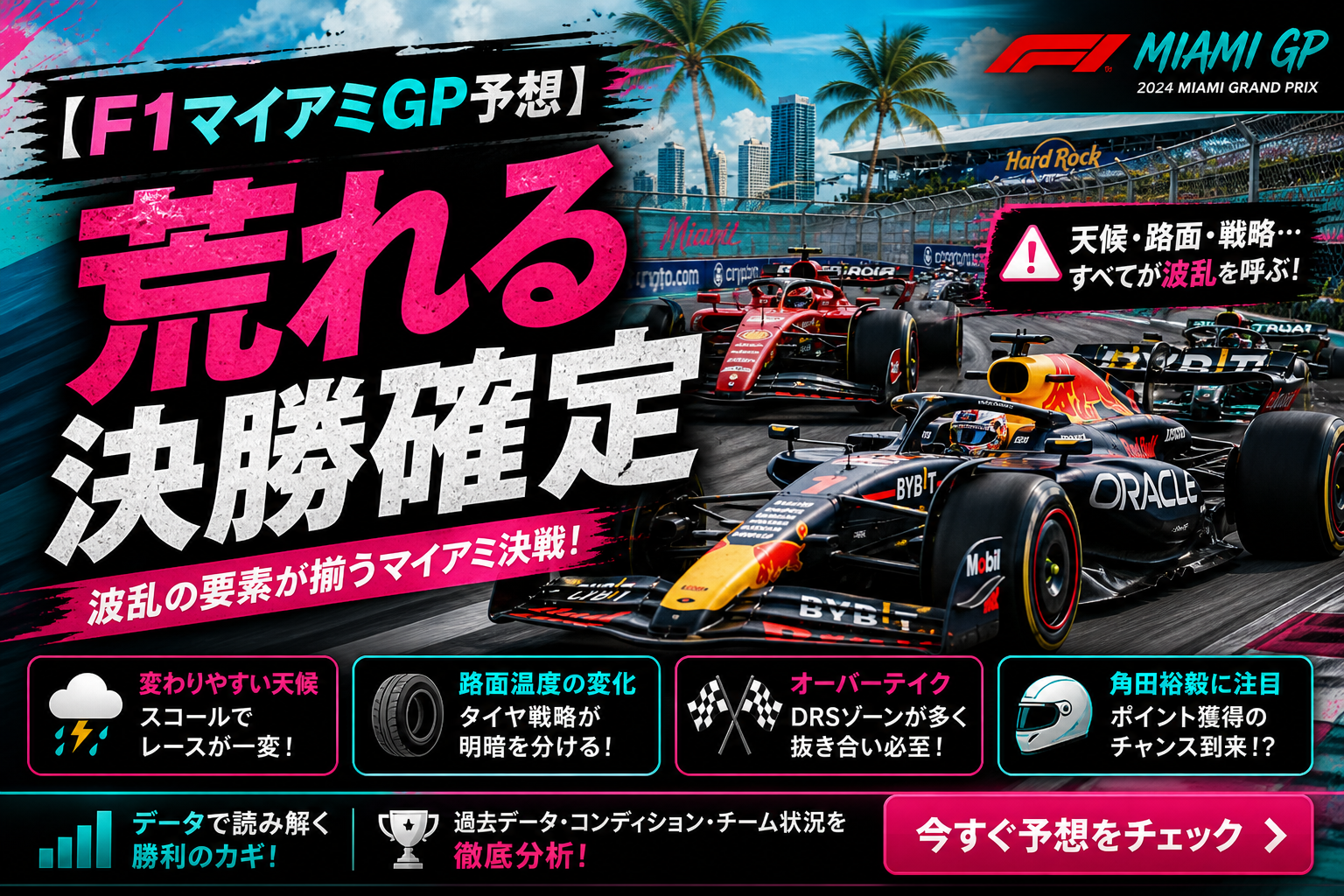 【F1マイアミGP予想】荒れる決勝確定?