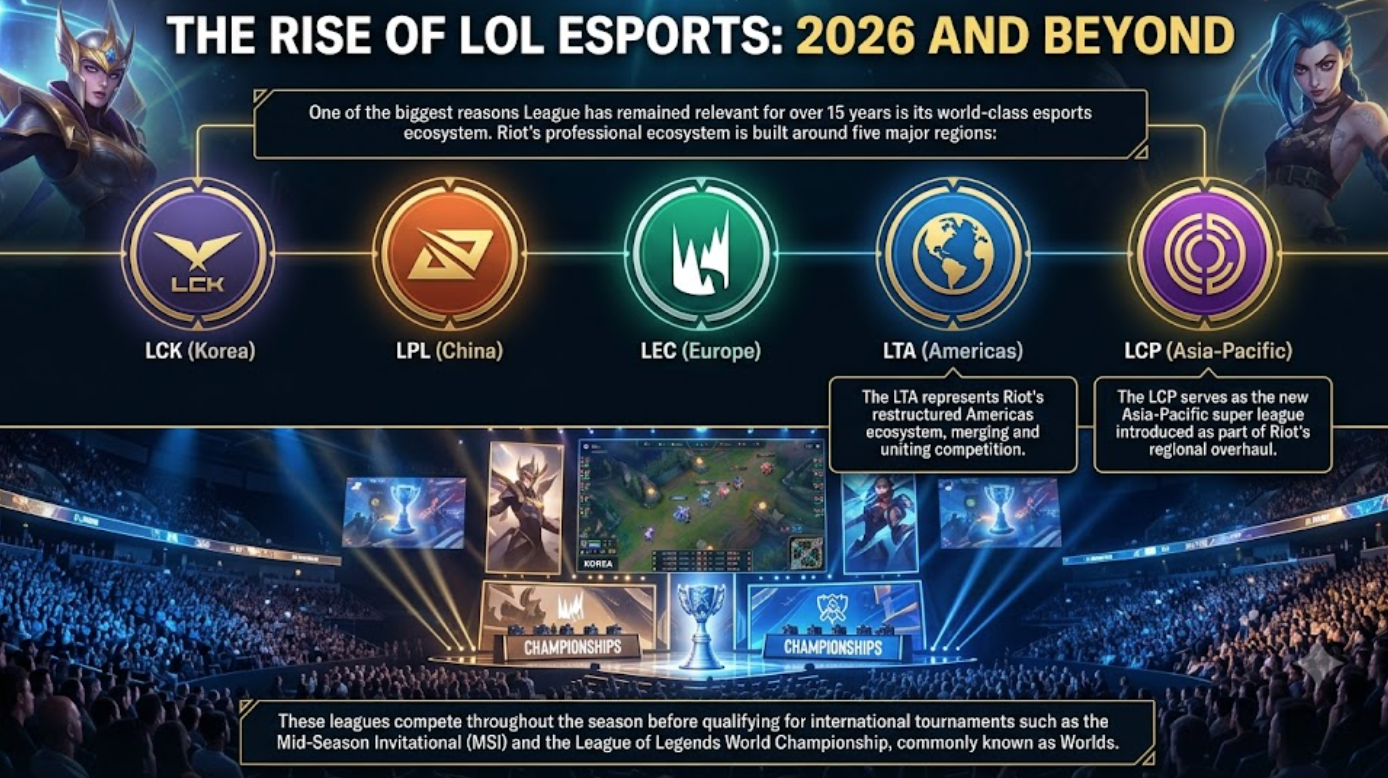 In 2026, Riot's top-tier professional ecosystem is built around five major regions