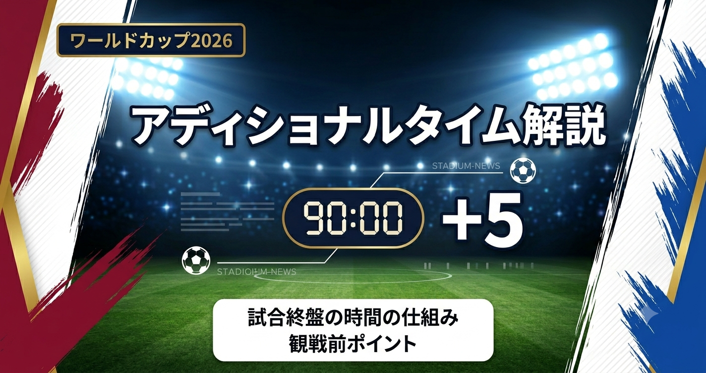 【W杯2026】アディショナルタイムとは?試合終盤の時間の仕組みを解説