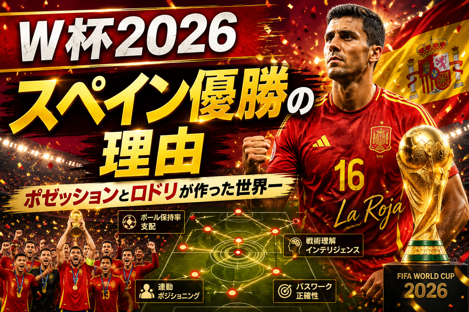 【W杯2026】スペイン優勝の理由|ポゼッション、守備、ロドリが作った世界一の完成度