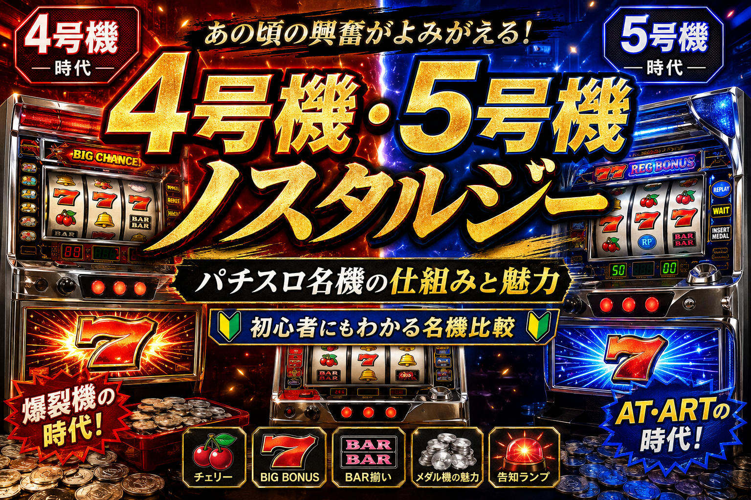 【4号機・5号機ノスタルジー】パチスロ名機の仕組み・遊び方・特徴をやさしく解説