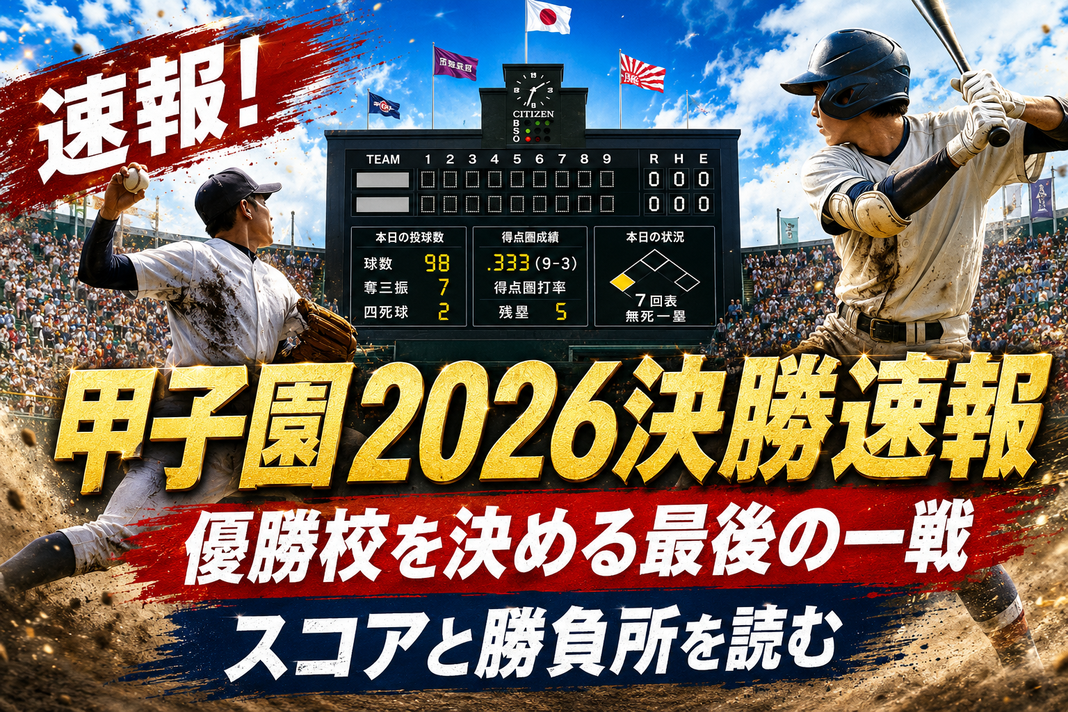 【甲子園2026決勝結果速報】優勝校・スコア・試合を決めた重要場面