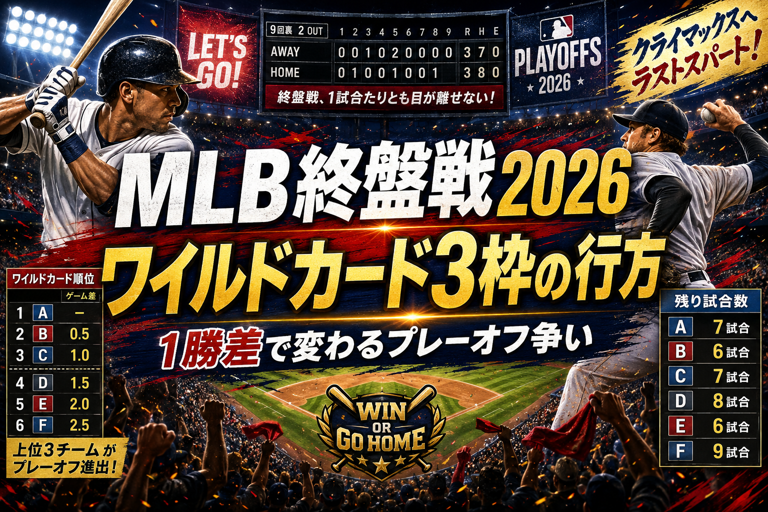 【MLBワイルドカード争い2026】最後の3枠を争うチームを比較