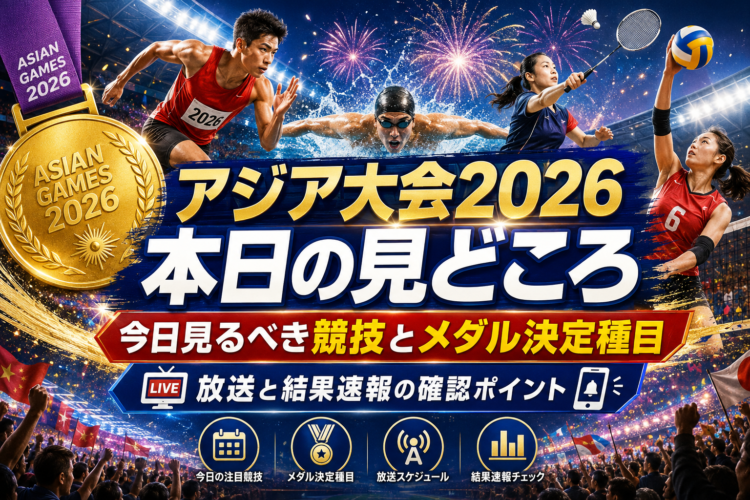 【アジア競技大会2026今日の日程】注目競技・放送・メダル決定種目を解説