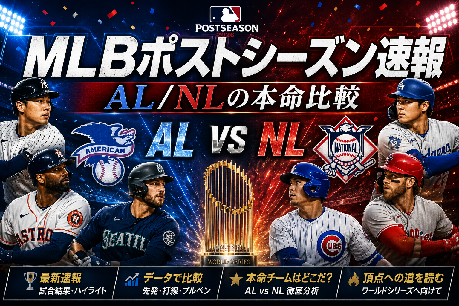 MLBリーグ優勝決定シリーズ2026予想|ワールドシリーズ進出候補を比較