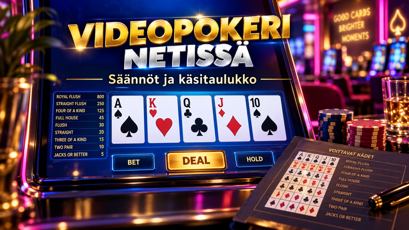 Videopokeri netissä: säännöt, käsitaulukko ja fiksu aloitus