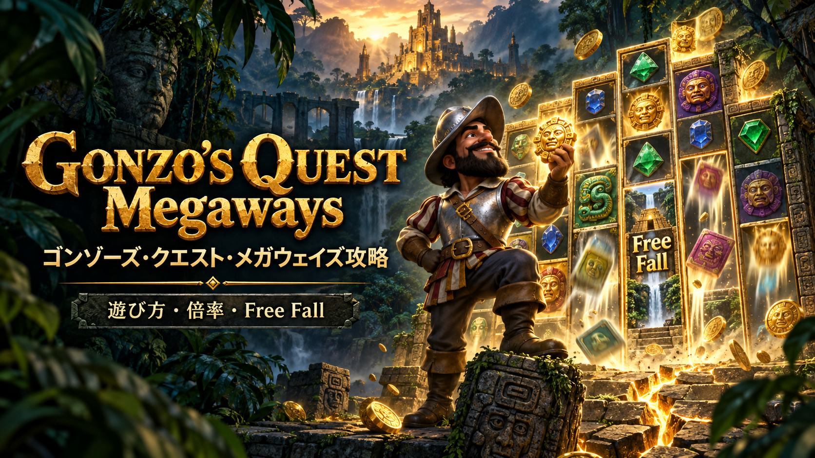 Gonzo’s Quest Megaways(ゴンゾーズ・クエスト・メガウェイズ)攻略|遊び方・倍率・Free Fallを解説