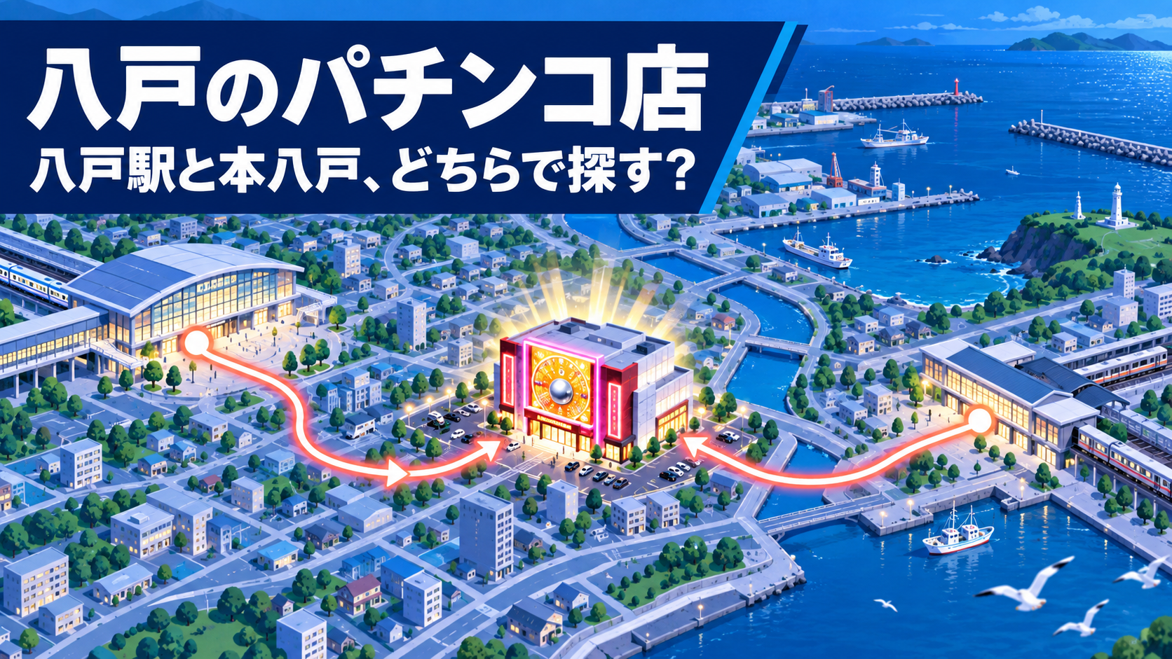 八戸駅と本八戸、パチンコ店を探すならどちら?出発地別に案内