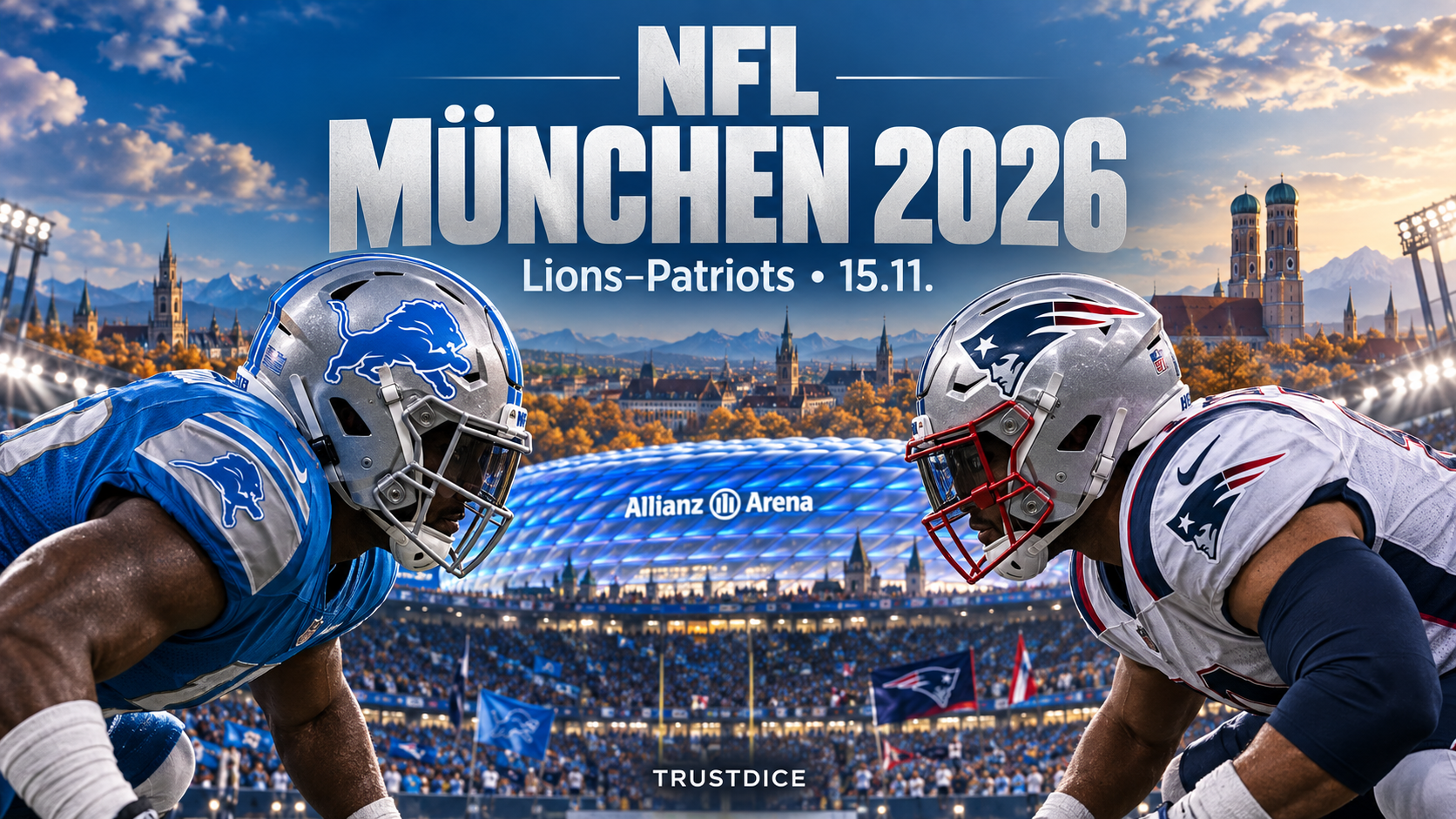 NFL München 2026: Lions–Patriots tuo hyökkäysvuorojen shakin eurooppalaiseen sunnuntaihin