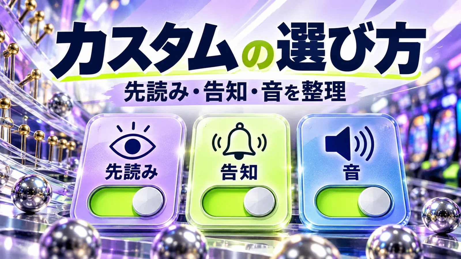 先読み・告知・音量の設定項目を示す日本語画像
