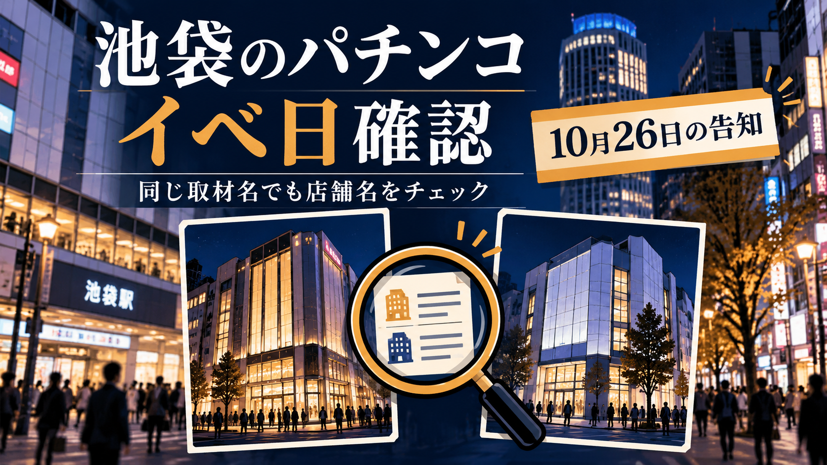 池袋のパチンコイベ日を確認|10月26日の告知と店舗名の見分け方