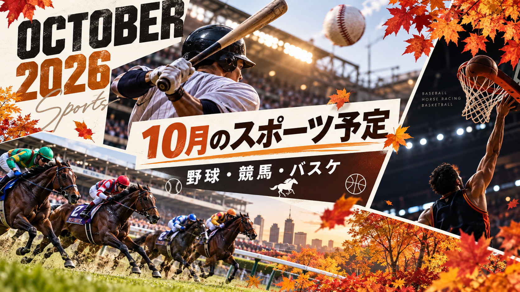 10月のスポーツ予定を一枚に|野球・競馬・バスケを追い分ける